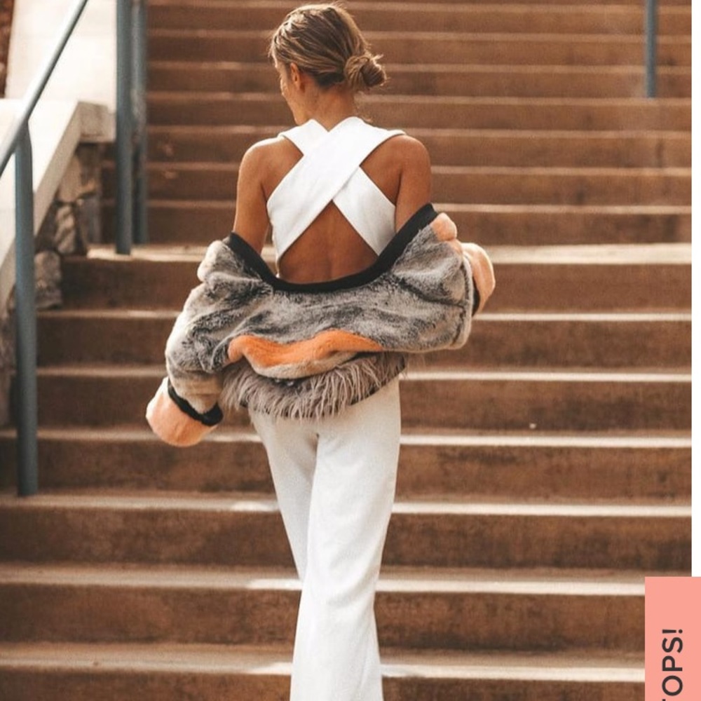 Lulus white backless jumpsuit